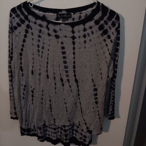 Mercer & Madison Long Sleeve Tie-Dye Top - Black and Gray